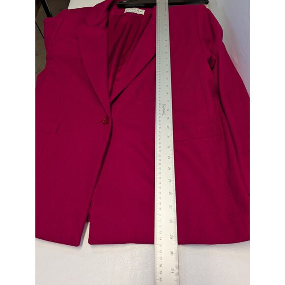 Dumas Blazer Womens LRG 14 Red Wool Jacket One Button Lined Vintage Made In USA - Picture 6 of 13